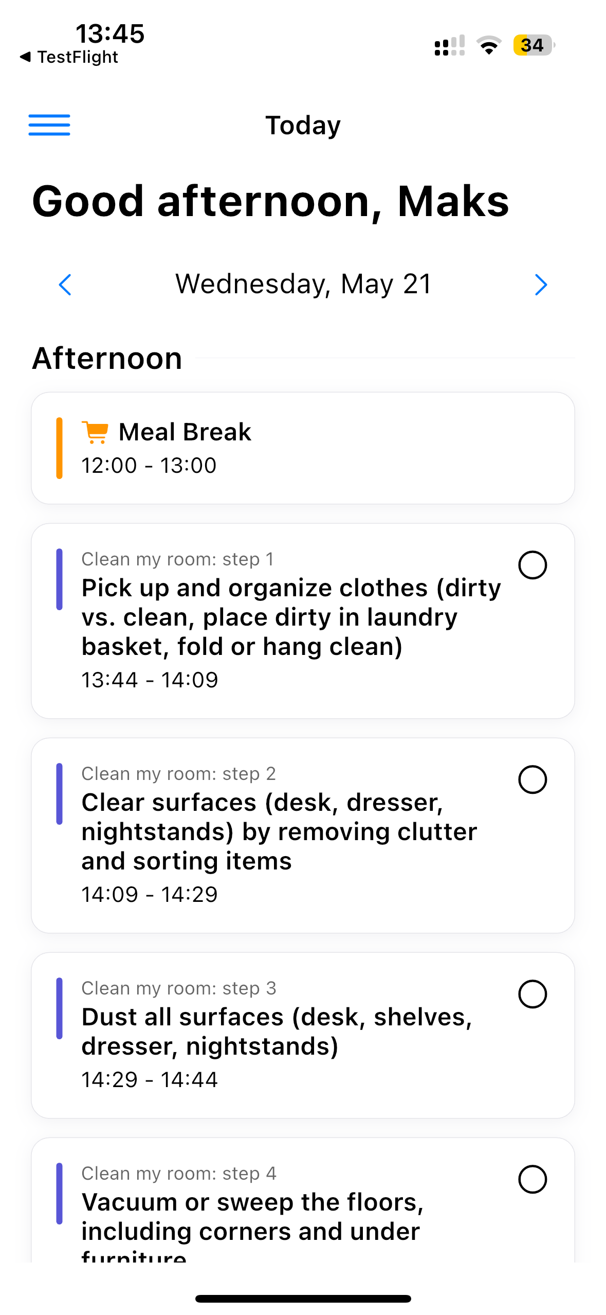 Flowo task management screen